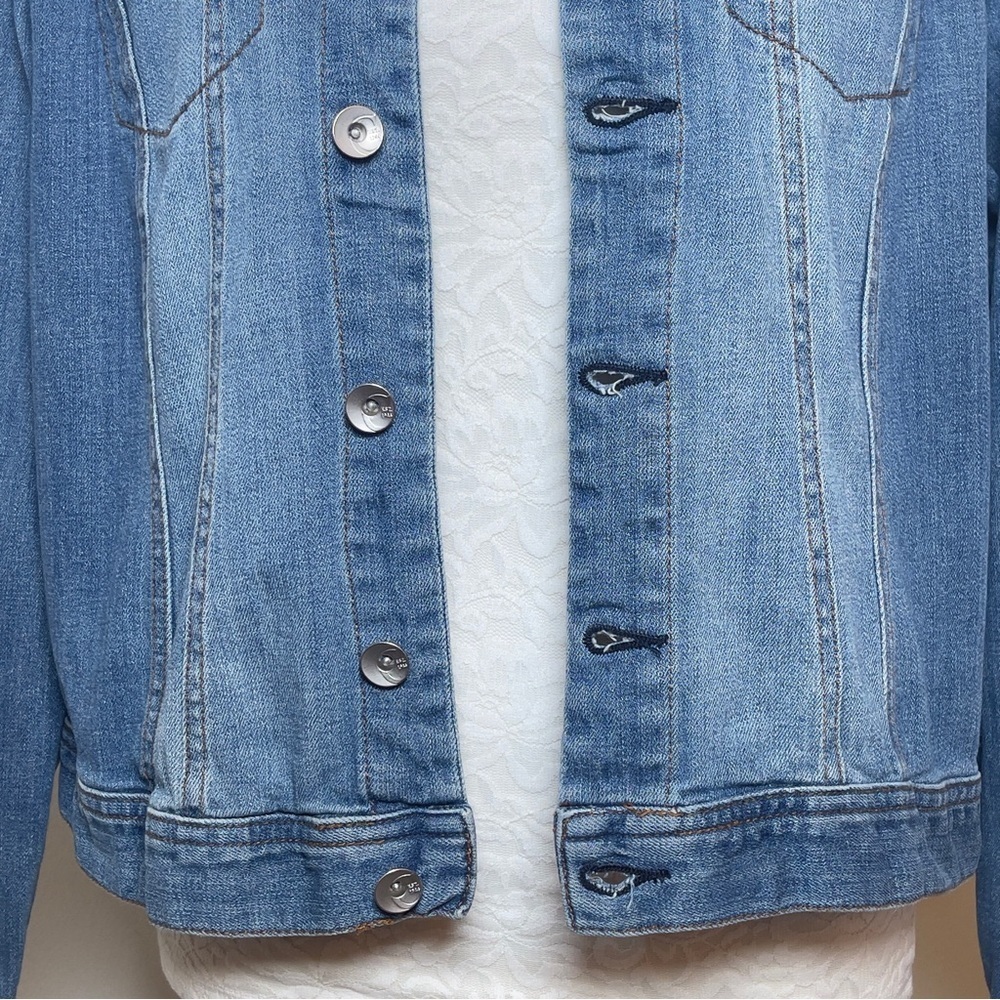 Est1946 Denim Womens Jean Jacket Long Sleeve Collared Button Down L - Picture 4 of 16